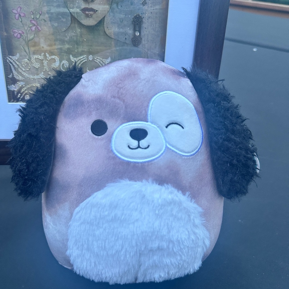 Squismallow Zerdan 8” Cuddly Winking Dog Plush Toy - White and Black NWT